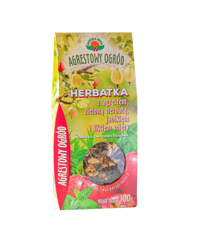Herbatka z agrestem, zieloną herbatą, jabłkiem i liściem mięty 100g Natura Wita